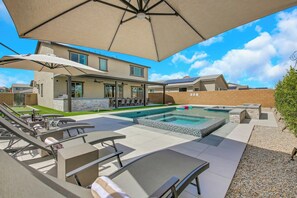 Outdoor pool, a heated pool - Large 7 Bdr + 9 beds, Huge GameRoom, Putting Green, Bocce, Pool & Spa, designer (Coachella)