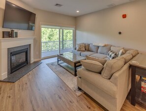 TV, fireplace