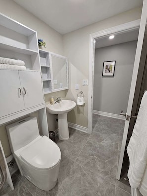 Shower, hair dryer, towels, soap - Entire Basement Suite | Private Access | Clean, Comfortable | Frequently Booked (Richmond Hill)