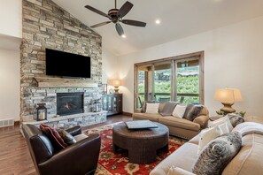 Smart TV, fireplace, video games, ping pong