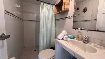 Séchoir à cheveux, serviettes fournies, savon, shampooing