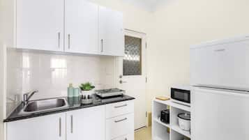 Fridge, microwave, stovetop, toaster