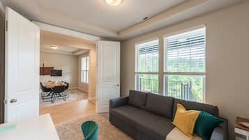 TV, fireplace, offices