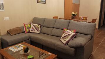 Televisión, reproductor de DVD, futbolito, libros