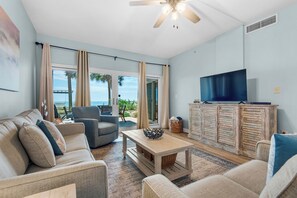 Smart TV, DVD player - Sandy Key 132: 2 BR/2 BA Beachfront in Perdido Key, FL On-Site Rental Office Sleeps 6 (Pensacola)
