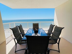 Outdoor dining - Sandy Key 611:  3 BR/2 BA Perdido Key Beachfront Condo, On-Site Rental Office, Sleeps 8 (Pensacola)