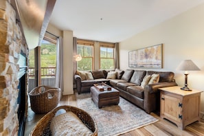TV, fireplace