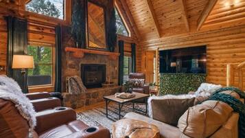 Smart TV, fireplace, foosball, table tennis