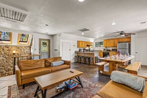 Smart TV, fireplace, video games, ping pong