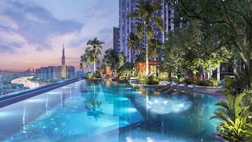 Presidential Suite, 2 Bedrooms, Club Lounge Access, Pool View | Egyptian cotton sheets, premium bedding, down comforters
