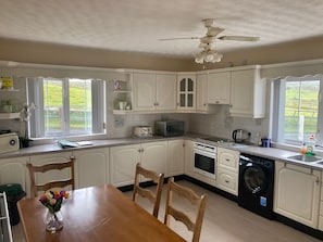 Fridge, microwave, oven, electric kettle