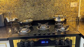 Microwave, oven, stovetop, dishwasher