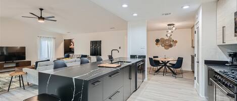 Microwave, oven, stovetop, dishwasher