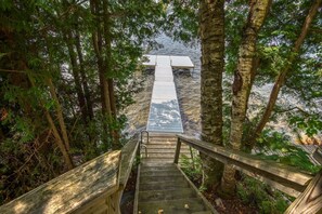 Property grounds - The Little Red Camp - private waterfront on Rangeley Lake, wood stove and fire pit (Rangeley)