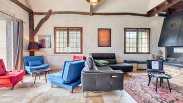 TV, fireplace, table tennis