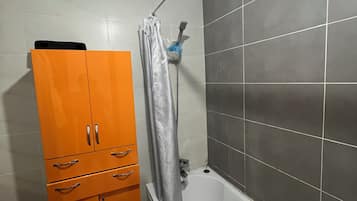 Shower, jetted bath, hair dryer, bidet