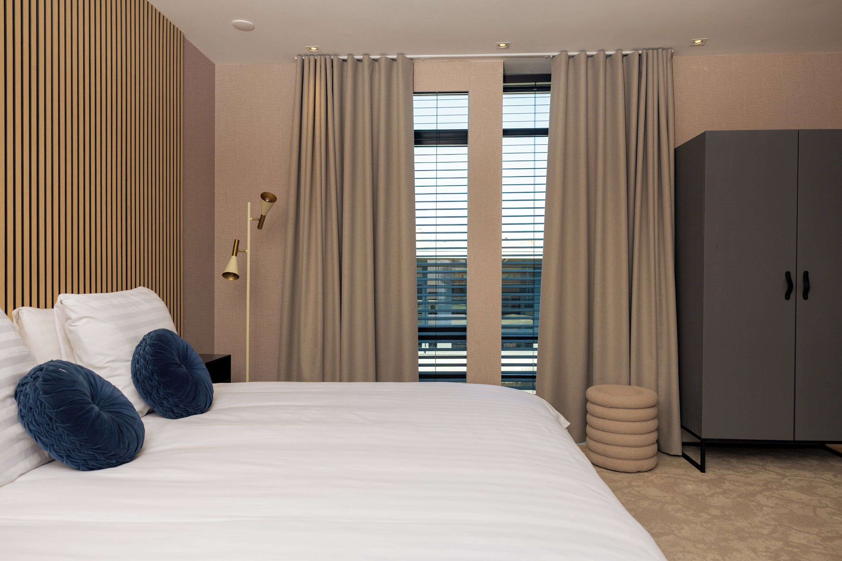 In-room safe, desk, laptop workspace, blackout curtains