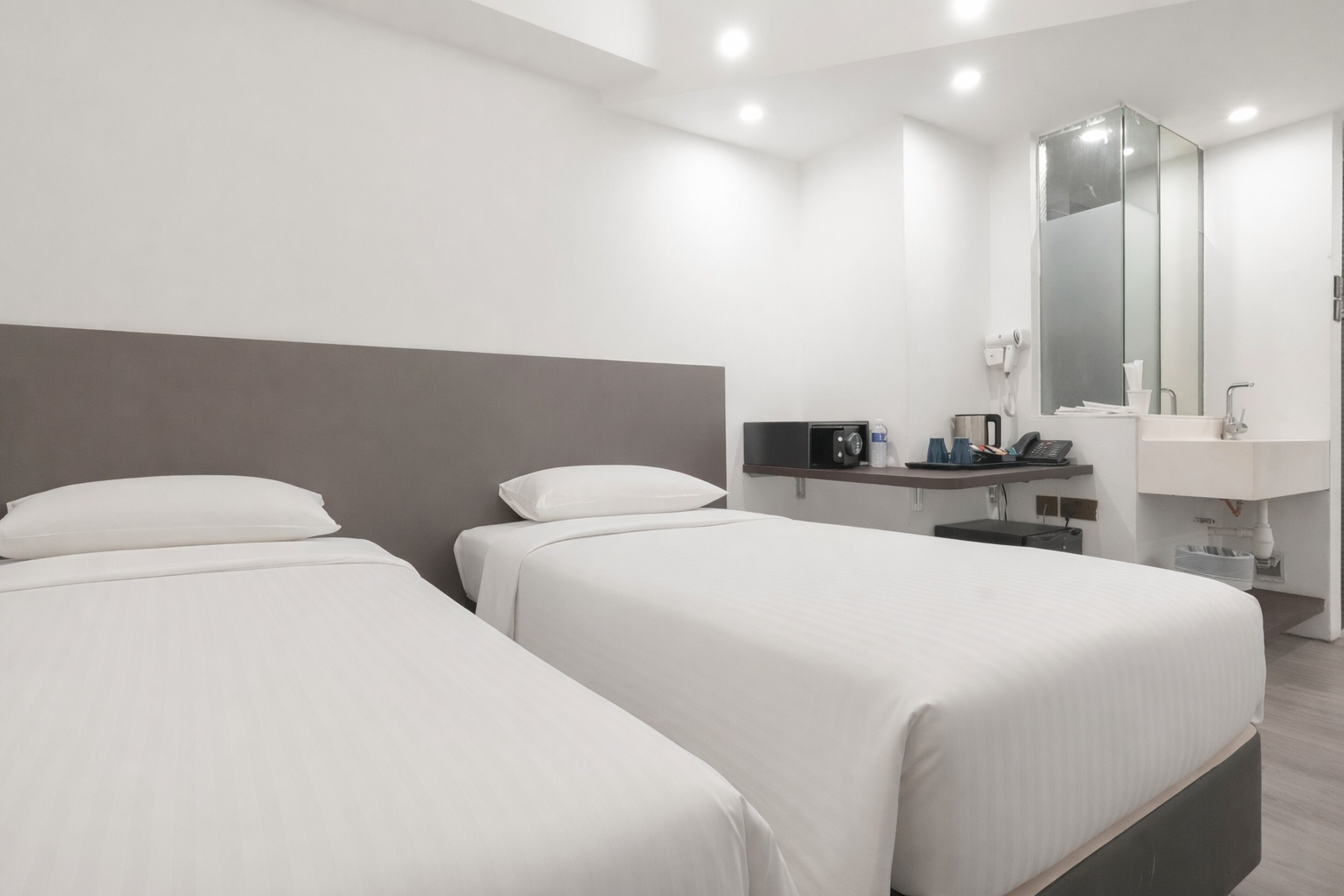 Deluxe Twin, No Window | Een bureau, een laptopwerkplek, gratis wifi