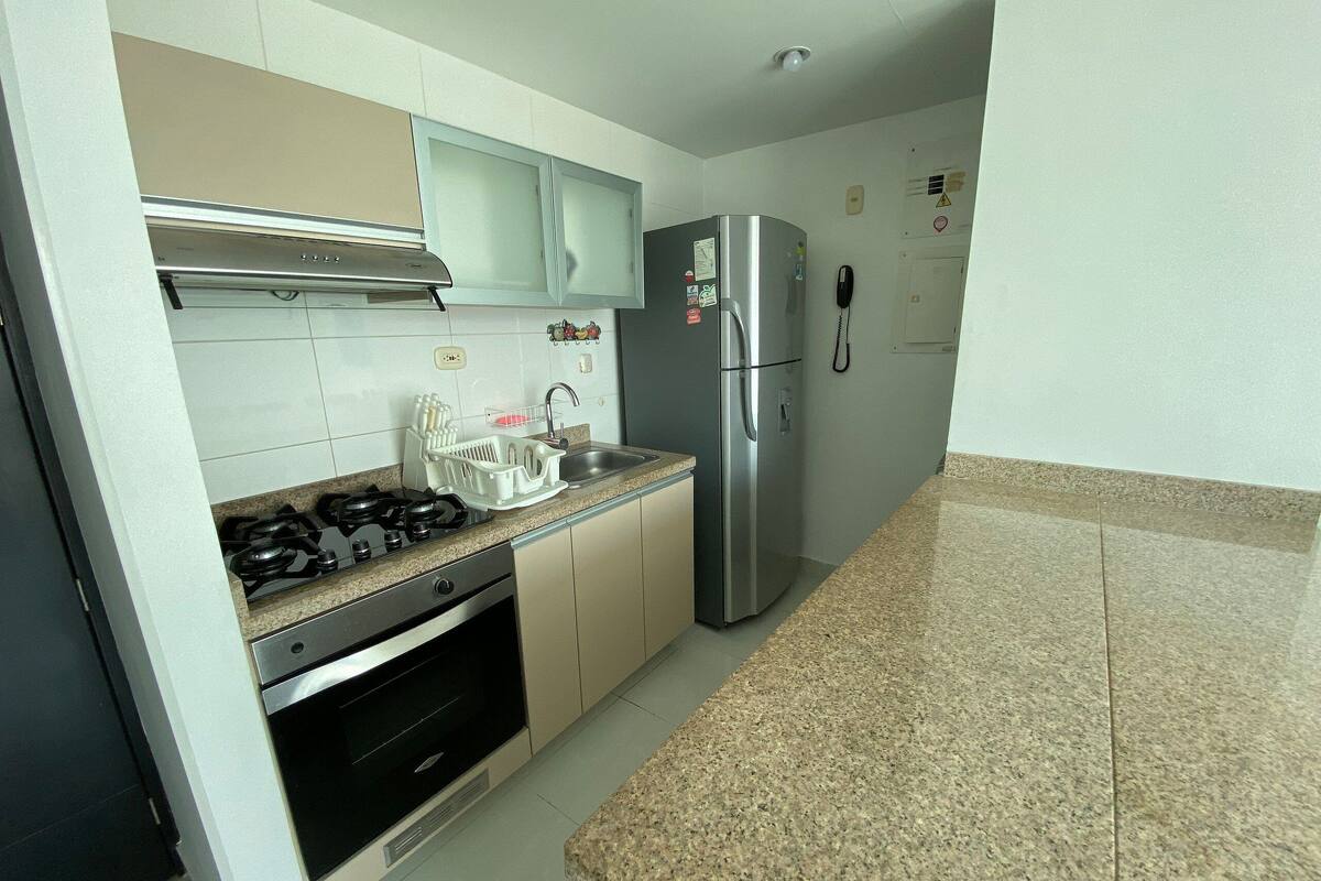 Apartment | Private kitchen | Full-size fridge, microwave, cookware/dishes/utensils