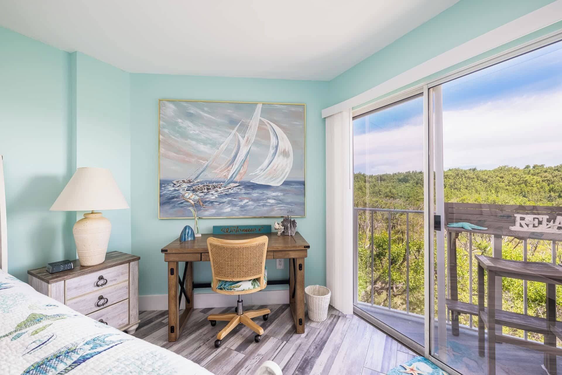 2 bedrooms, desk, iron/ironing board, travel crib