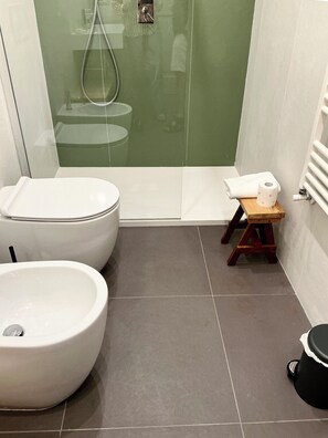 Dusche, Haartrockner, Bidet, Handtücher