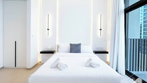 2 bedrooms, iron/ironing board, bed sheets - Luxurious 2-bedroom Apartment With Balcony in JVC (Dubai)