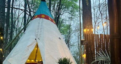 Tipi Among the Trees Couples Glamping Retreat with Jacuzzi