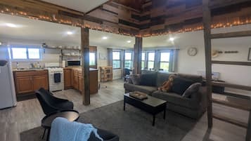 Smart TV, fireplace, video games, books