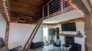 Smart TV, fireplace, video games, books