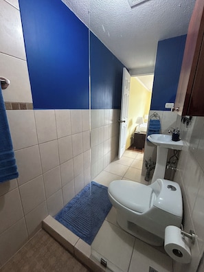 Shower, hair dryer, bidet, towels - Apartamento encantador de 3 habitaciones con vista al Cerrito del Carmén (Guatemala City)