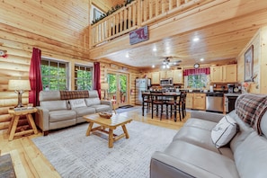 Smart TV, fireplace, DVD player, foosball