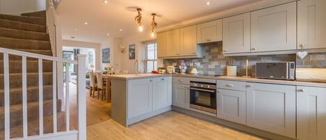 Microwave, dishwasher, high chair