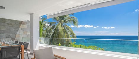 Superior appartement, 2 slaapkamers, uitzicht op het strand | Terras