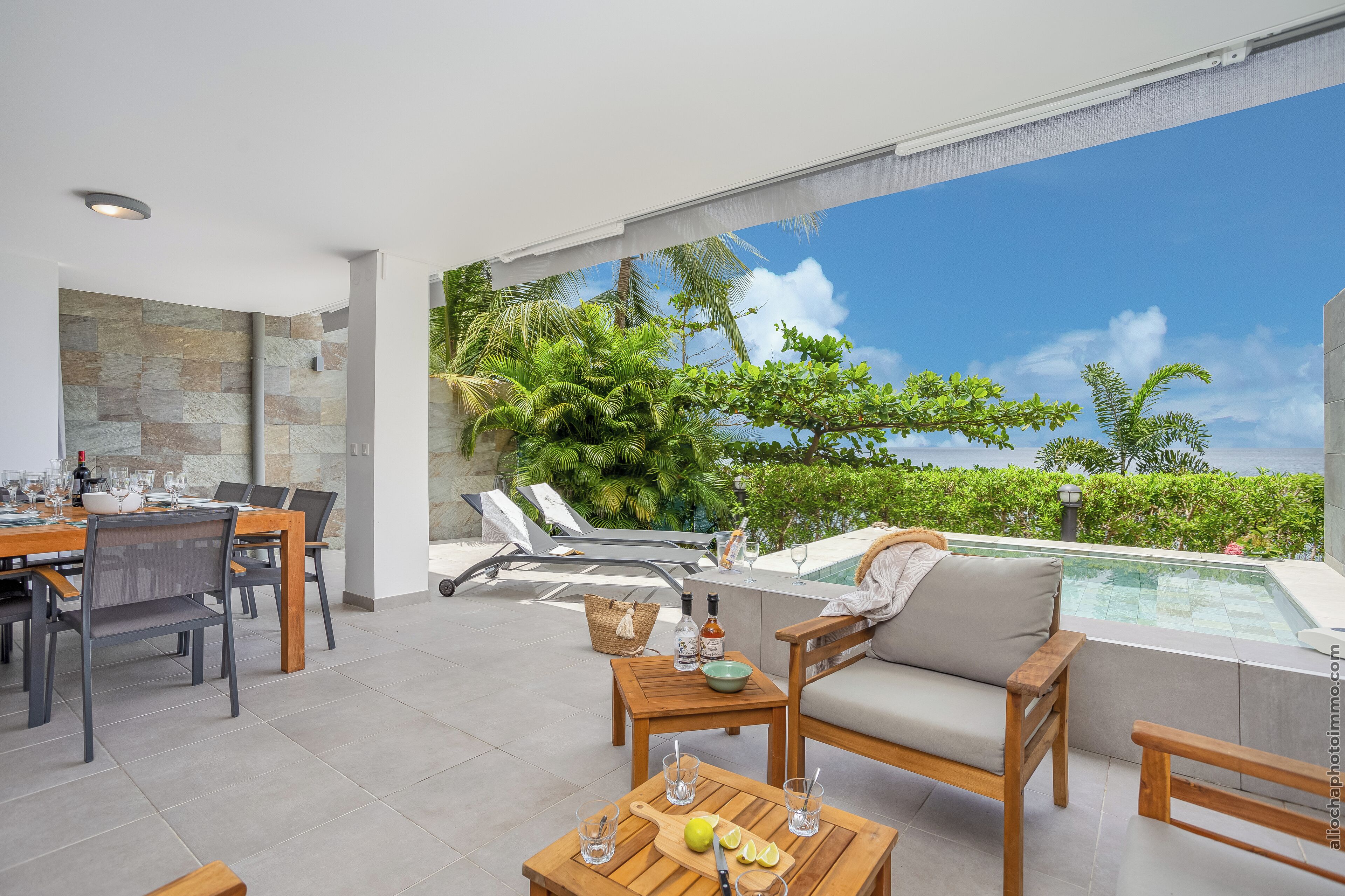 Superior Apartment, 2 Bedrooms, Private Pool, Beach View | Terrace/patio
