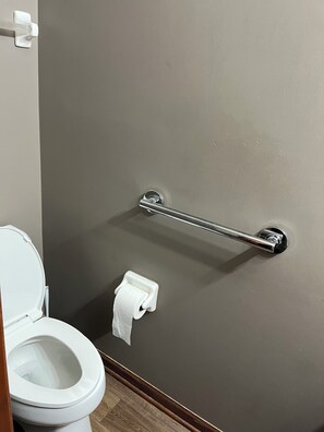 Secador de cabelo, toalhas de banho, sabonete, shampoo