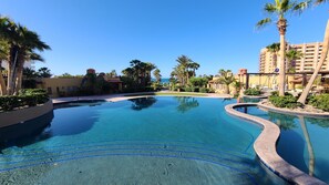 Outdoor pool, a heated pool - Tropical Oasis at Bella Sirena. Center Tower with Ocean Views in all rooms. (Puerto Peñasco)