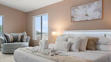 5 bedrooms, desk, iron/ironing board, travel cot