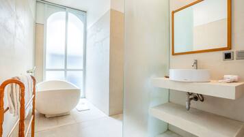 Villa, 1 Bedroom, Non Smoking, Pool View | Bathroom amenities | Separate bathtub and shower, rainfall showerhead, hair dryer, bidet