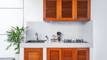 Villa, 1 Bedroom, Non Smoking, Pool View | Private kitchen | Mini-fridge, microwave, stovetop, toaster