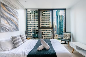 Apartment, Balcony, City View | Blackout drapes, iron/ironing board, cribs/infant beds, rollaway beds - Mega Style Apartments Light House (Melbourne)