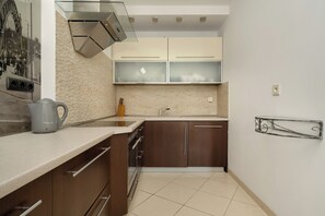 Leilighet, 1 soverom, 2 bad | Eget kjøkken | Kjøleskap, mikrobølgeovn, ovn og kokeplater