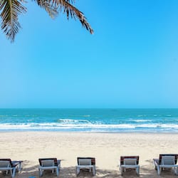 On the beach, white sand, beach bar