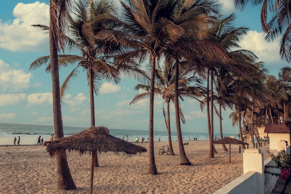 On the beach, white sand, beach bar