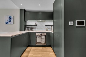 Fridge, microwave, stovetop, dishwasher - Vibrant One Bed Apartment in Wembly by MySquare (Wembley Park)