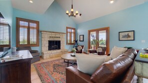 TV, fireplace, offices - Hidden Gem: Spacious Countryside Retreat w/ Pool (New Ulm)