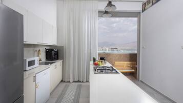 Penthouse Mewah | Dapur pribadi | Microwave (berdasarkan permintaan), oven, dan dapur terbuka