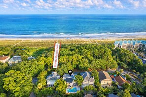 On the beach, sun loungers, beach towels