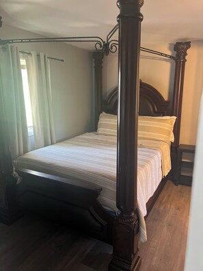 1 bedroom, iron/ironing board, travel crib, bed sheets