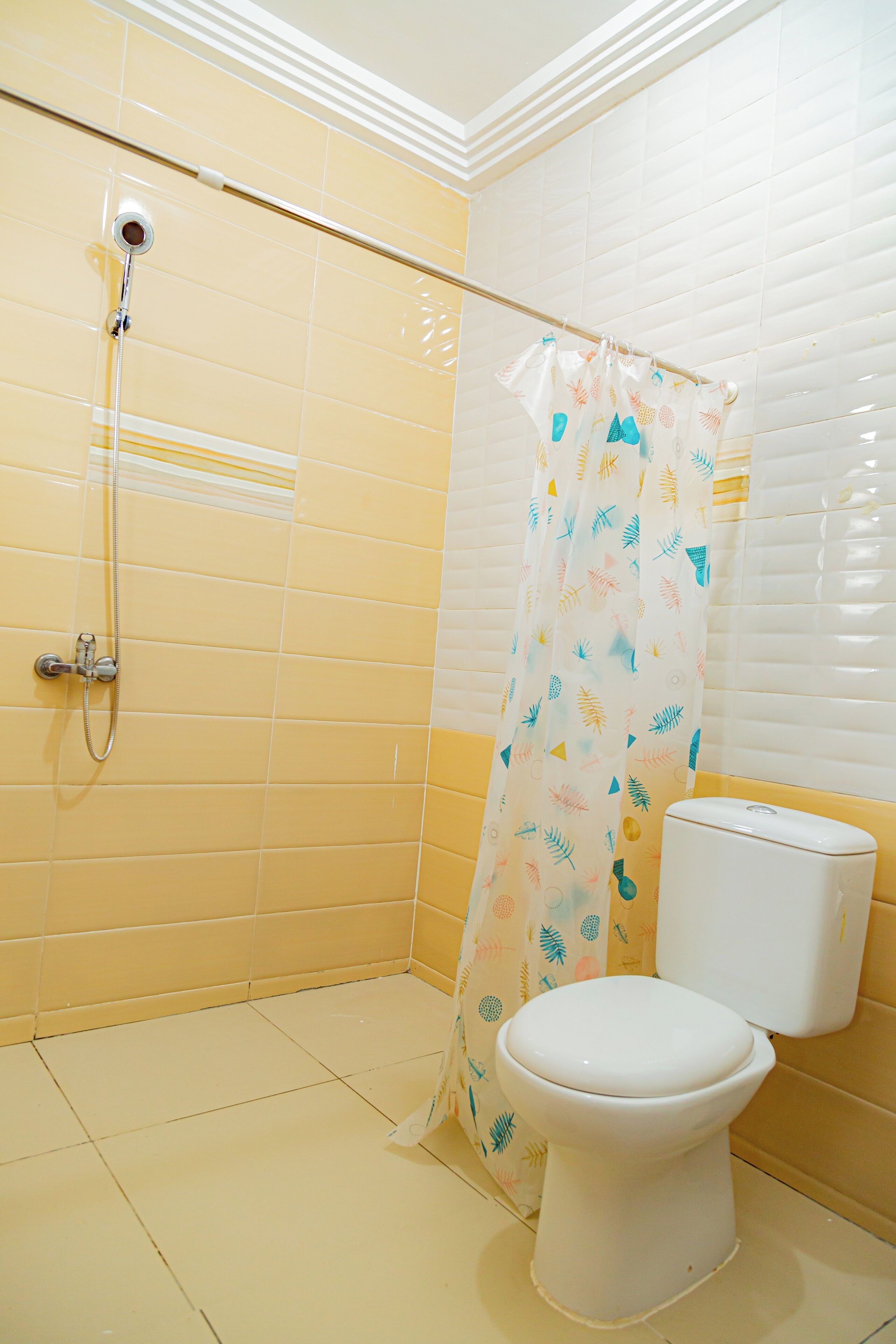 Shower, towels, toilet paper