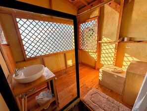 Ducha, toallas, jabón, shampoo